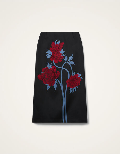 La DoubleJ Pencil Skirt Peonies Blue SKI0011JCQ135PEO08BU03