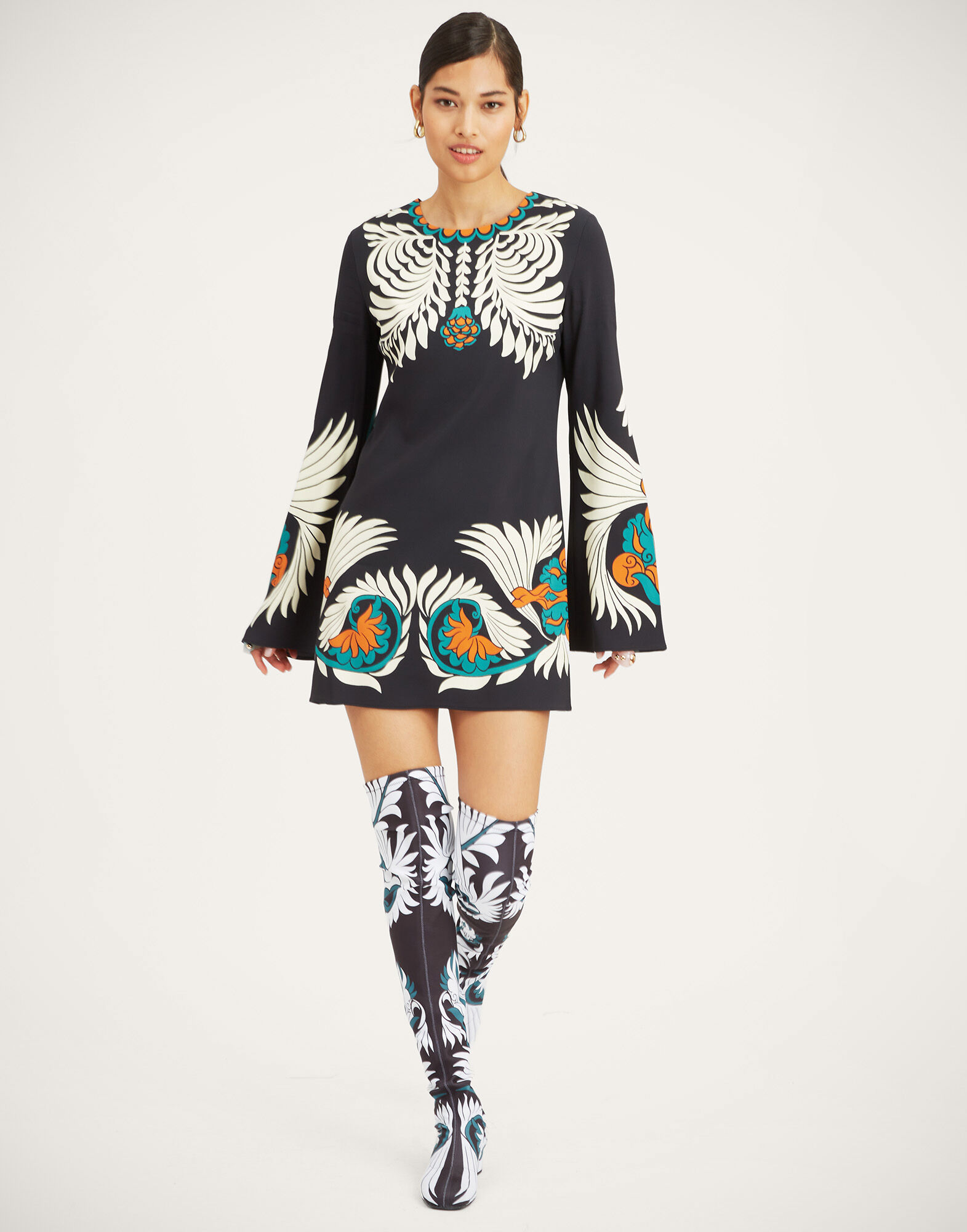 La DoubleJ Mini Supreme Swing Dress Mix Tiles Plac&eacute;e Black DRE0619VIS011MIX01BL01