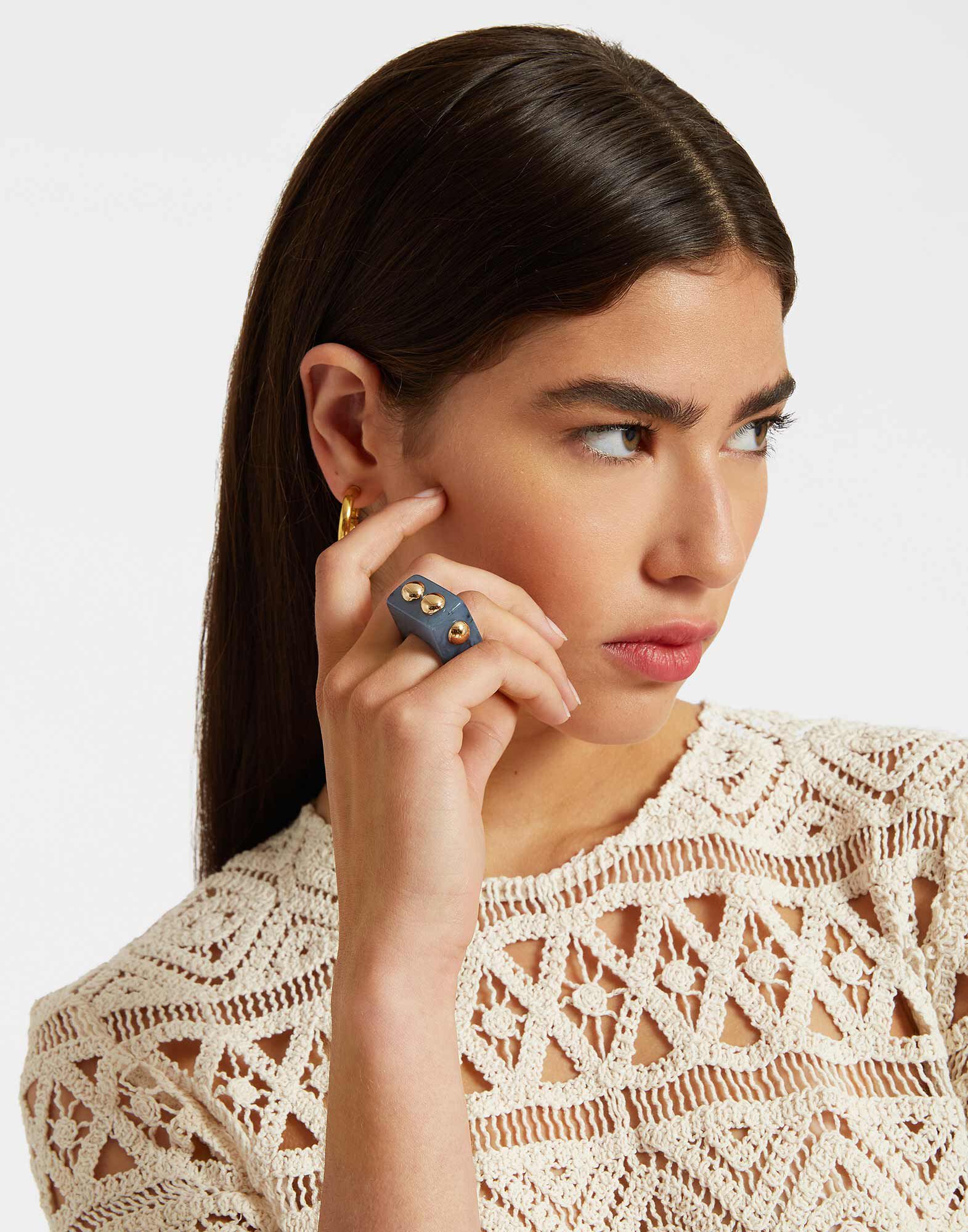 La DoubleJ Nefertiti Ring Solid Teal RIN0004POL005SOLIDBU07