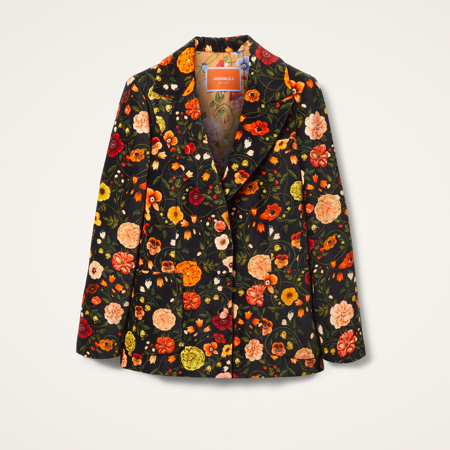 La Doublej 24 7 Single Breasted Floral Jacket In Botticelli Black