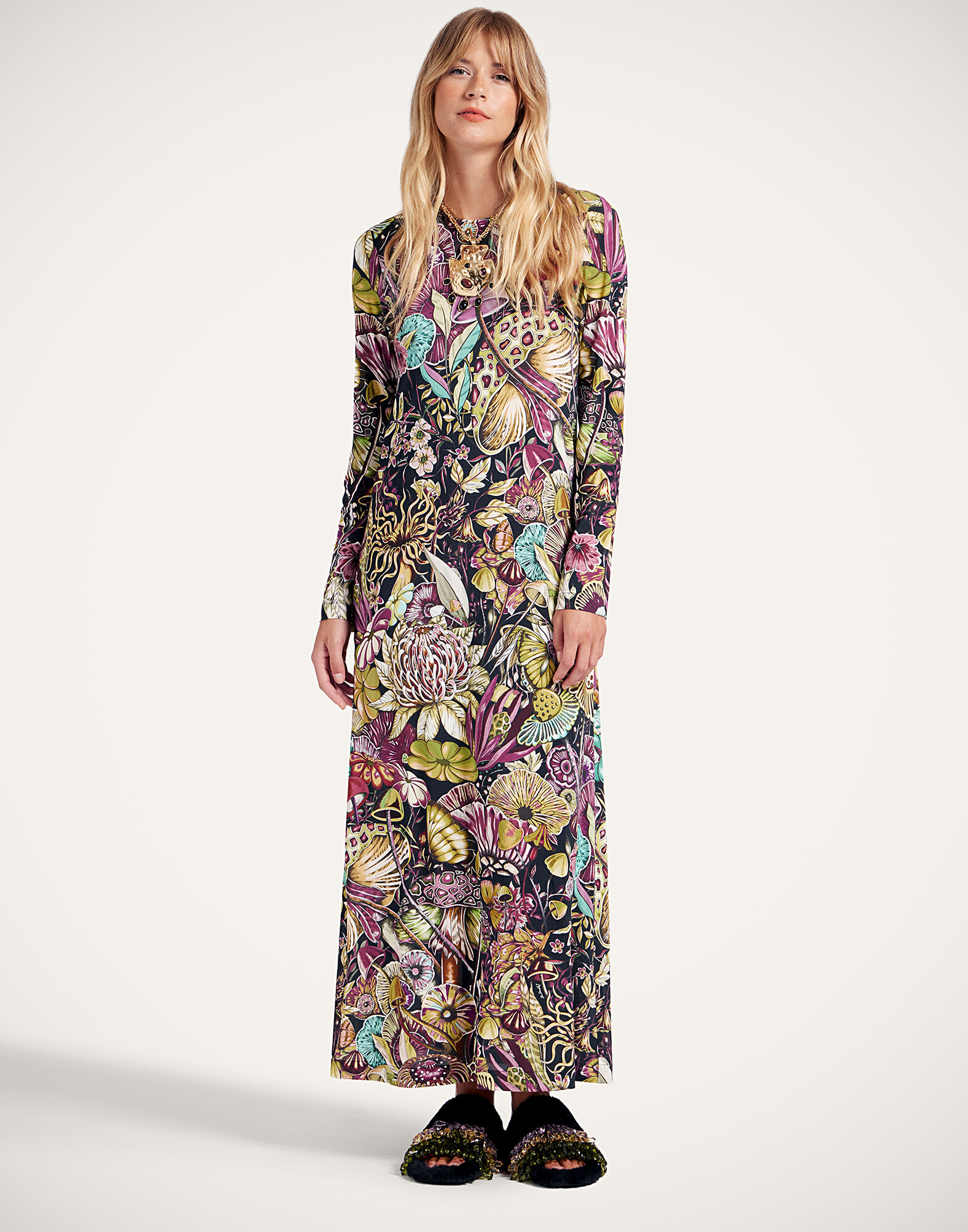 La DoubleJ Long Sleeve Swing Dress Fun-Gi Green DRE0831JER027FNG01GR02