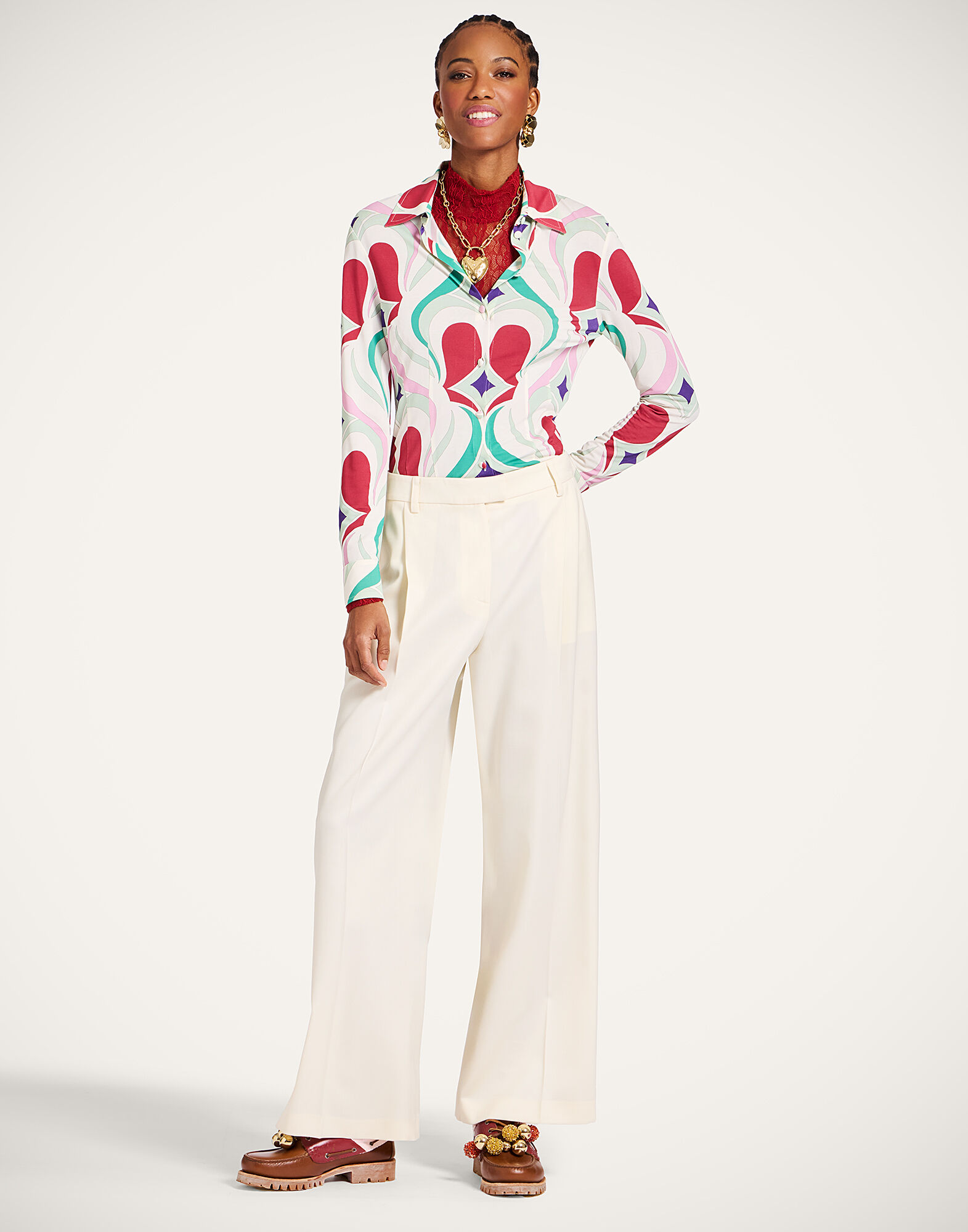 La DoubleJ Fitted Shirt Macro Jive Ecru SHI0116JER027JIV05BR05