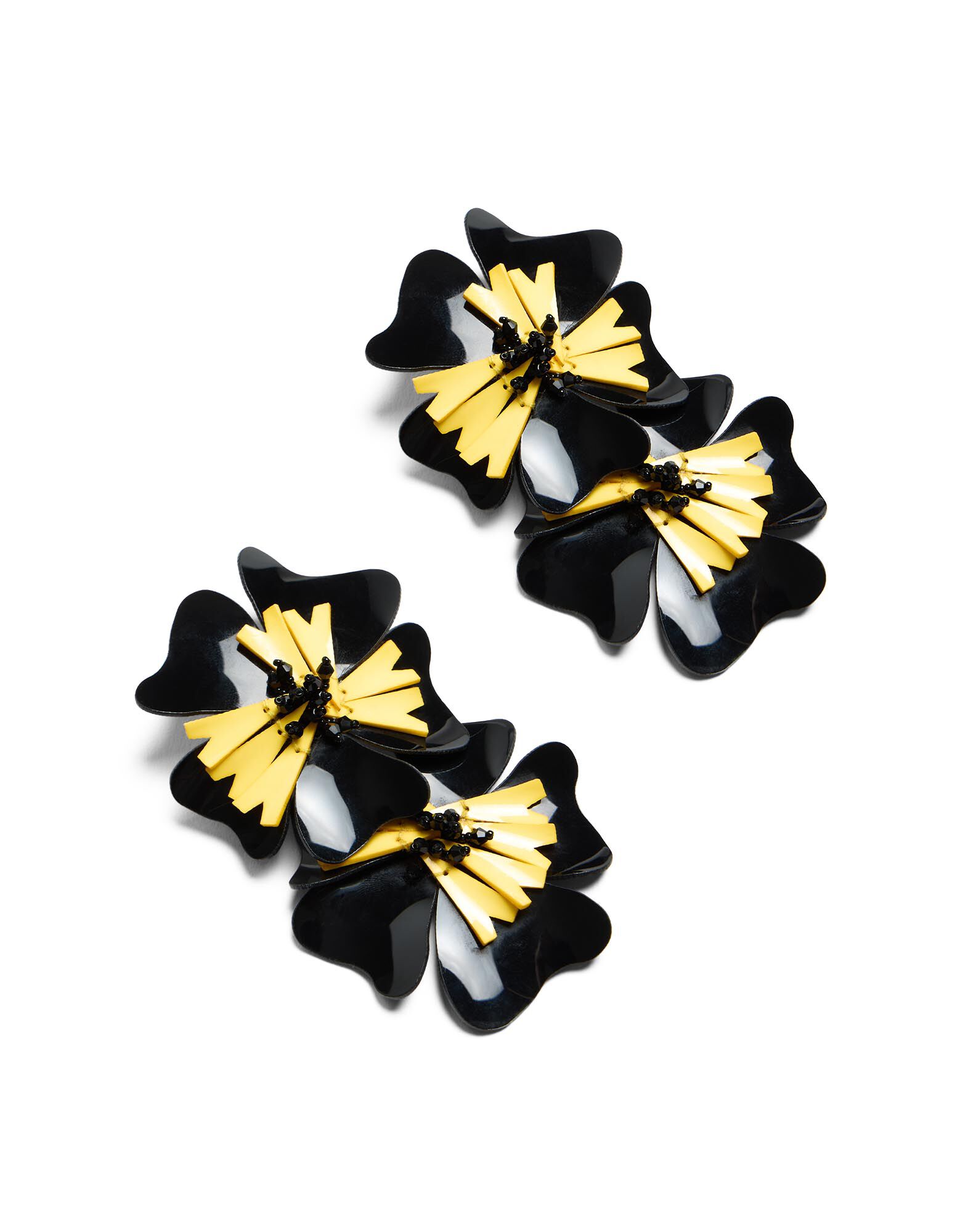 La DoubleJ Flora Earrings Solid Black EAR0047POL013SOLIDBL01