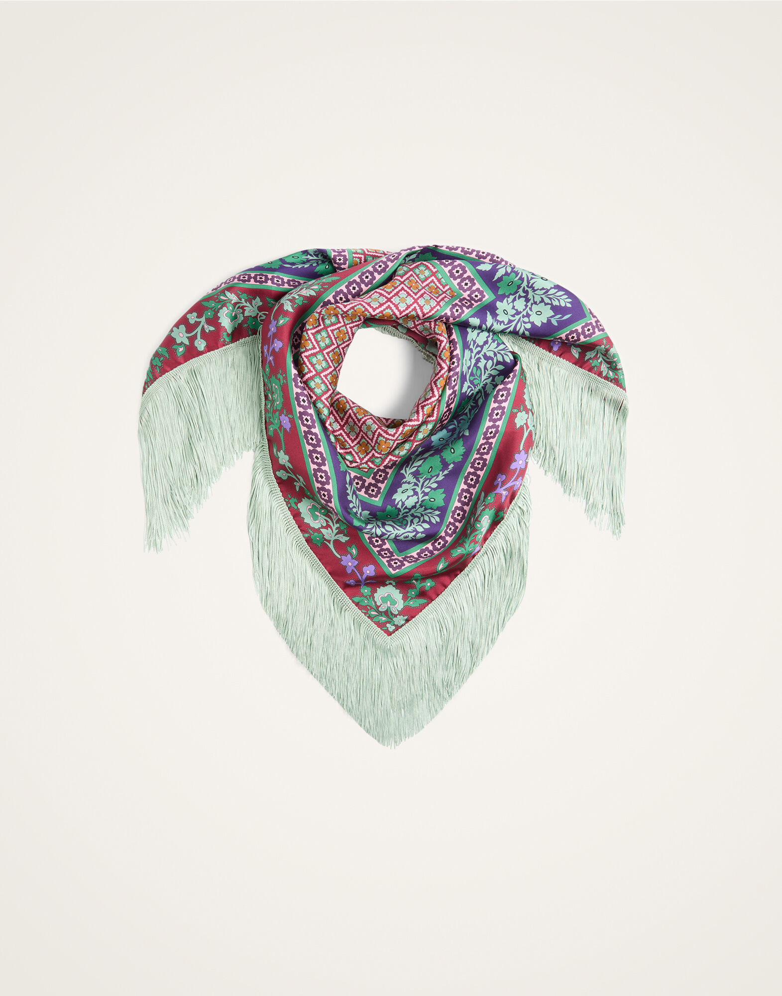 La DoubleJ Reversible Fringe Foulard 90 Regalia Plac&eacute;e Red SCA0073SIL006REG02RE01