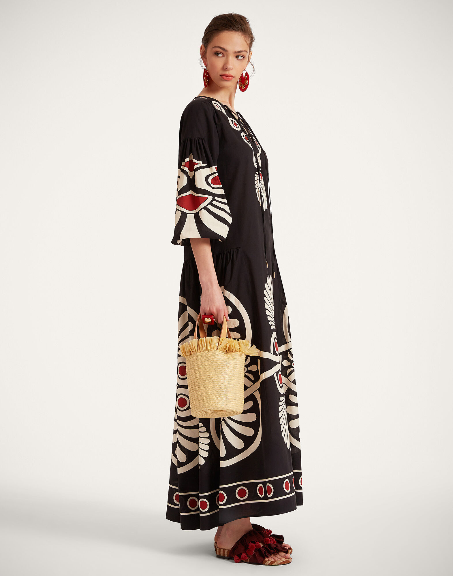 La DoubleJ Viviana Dress Medallion Plac&eacute;e Black DRE0716COT056MED01BL01