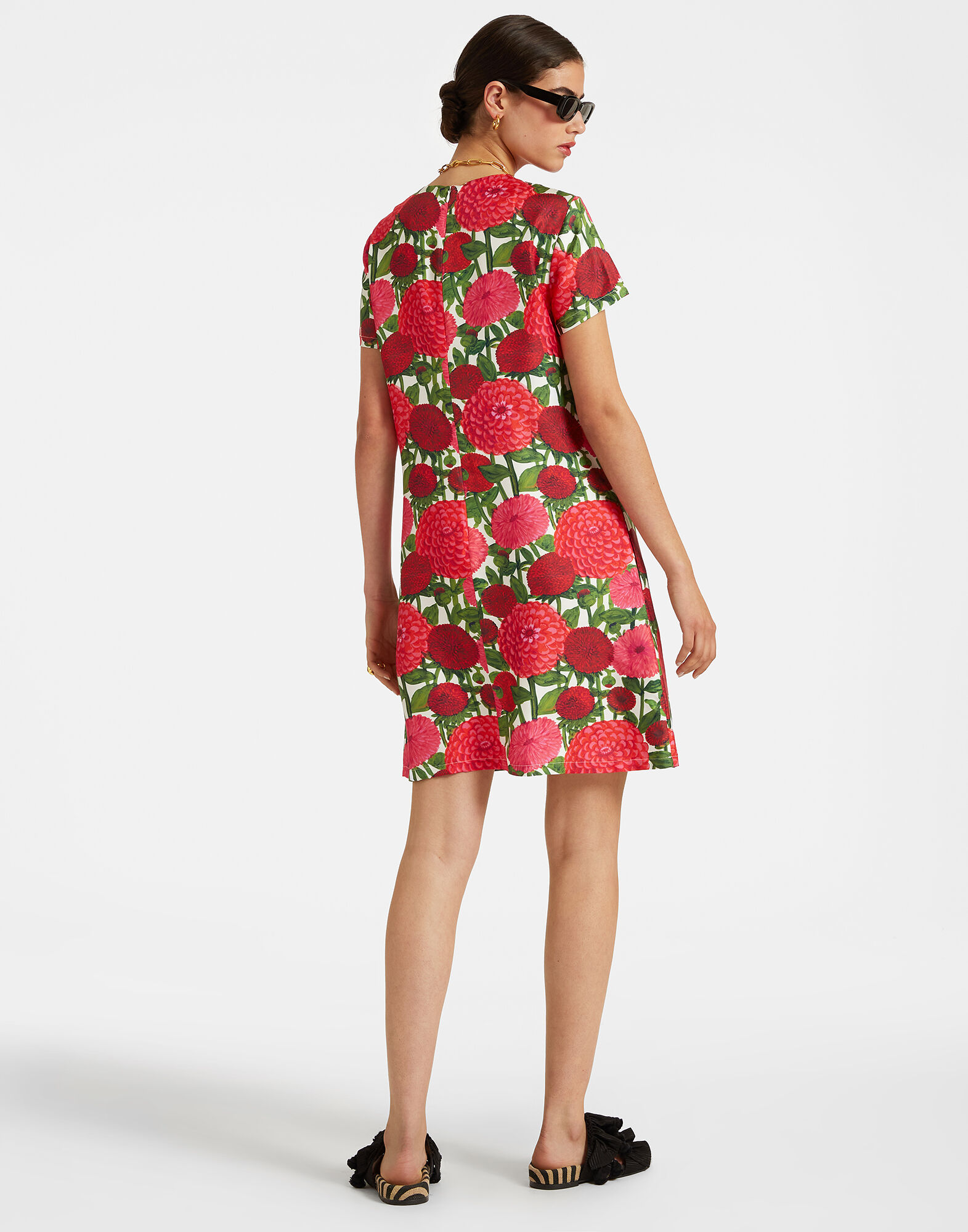 La DoubleJ Mini Swing Dress Pink Dahlias DRE0159SIL001DAH0001