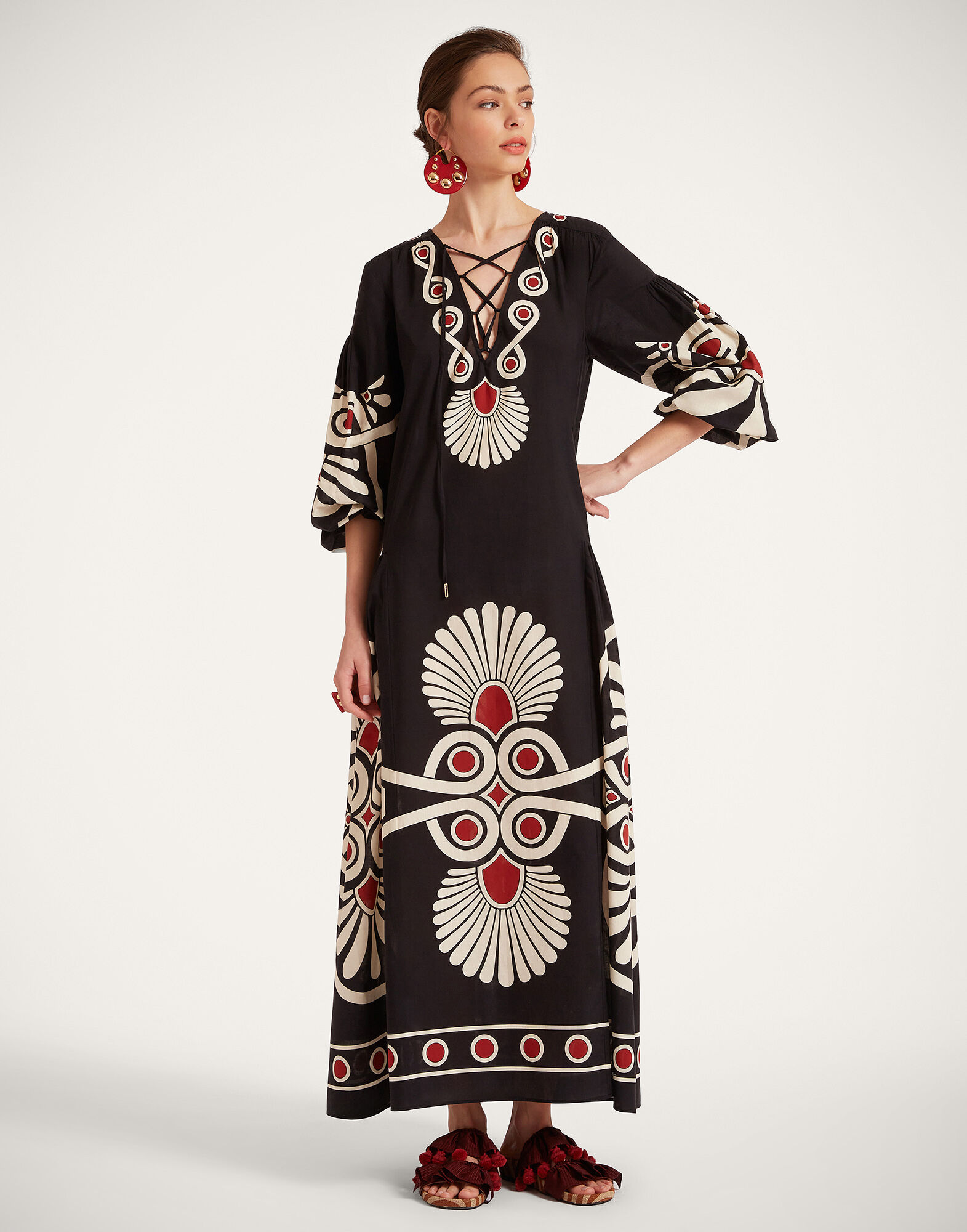 La DoubleJ Viviana Dress Medallion Plac&eacute;e Black DRE0716COT056MED01BL01