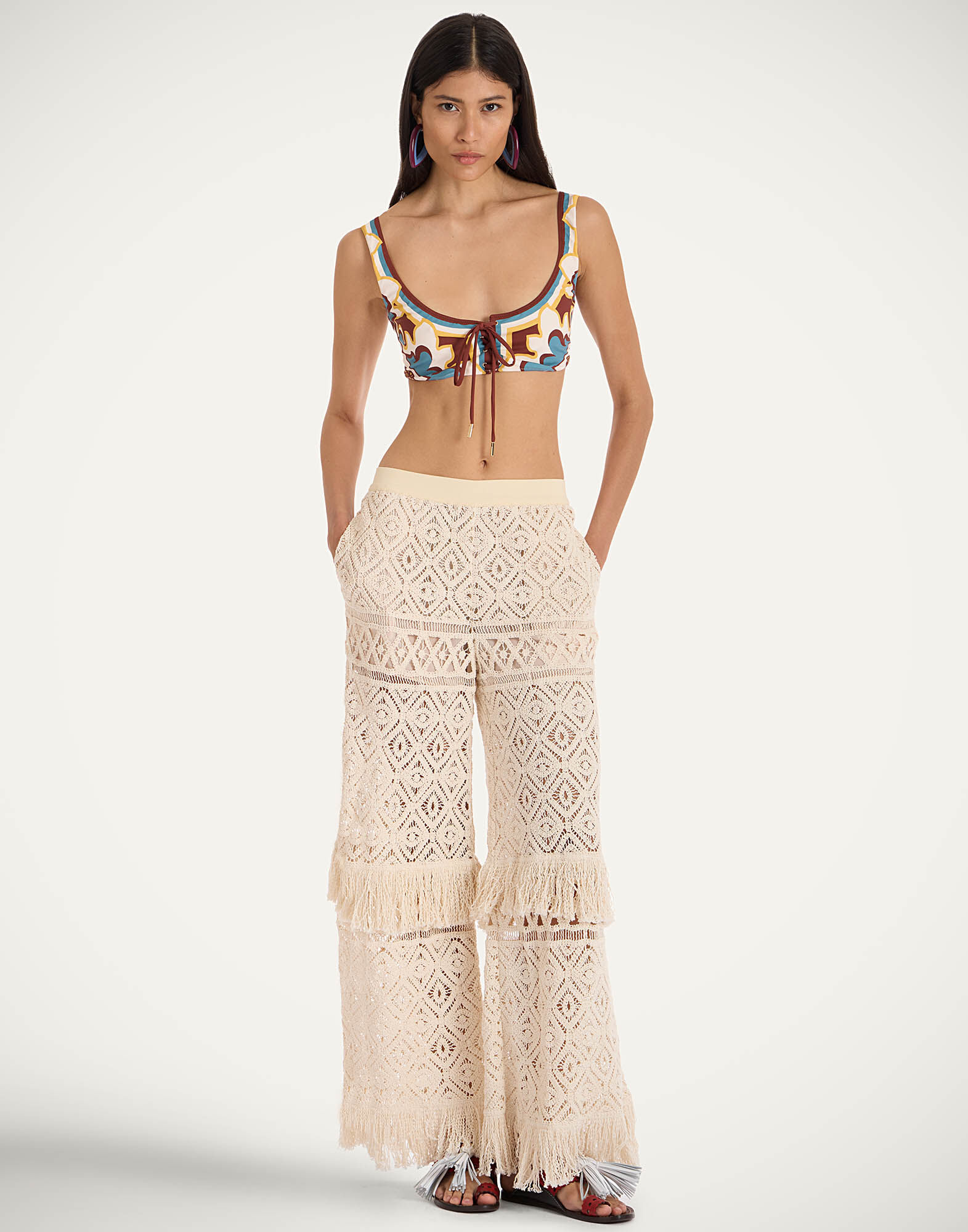 La DoubleJ Lacey Palazzo Pants Plaza Cream TRO0125JCQ080PLA03WH03