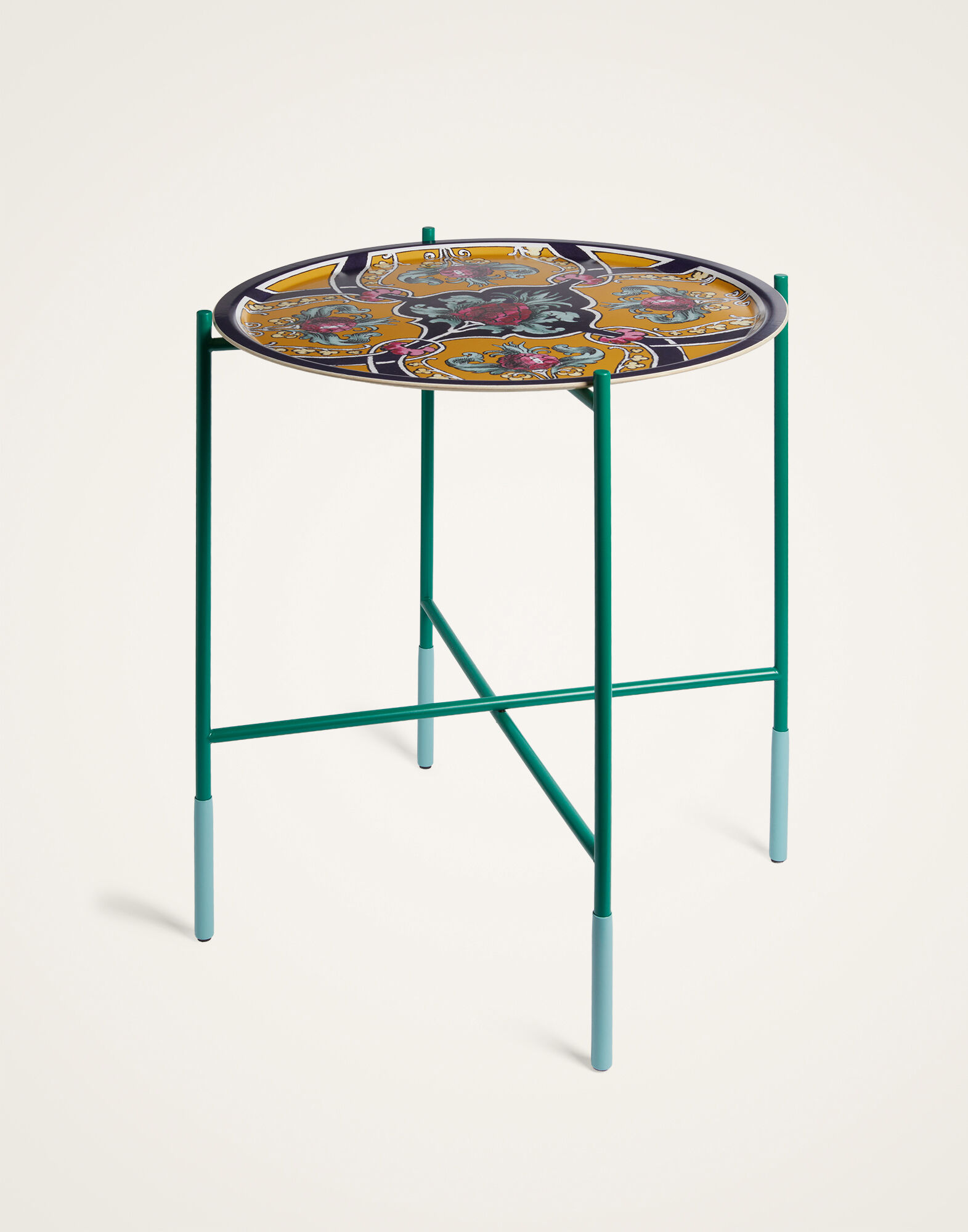 La DoubleJ Large Round Printed Tray Ananas Yellow TRA0006WOD001ANA01YE02