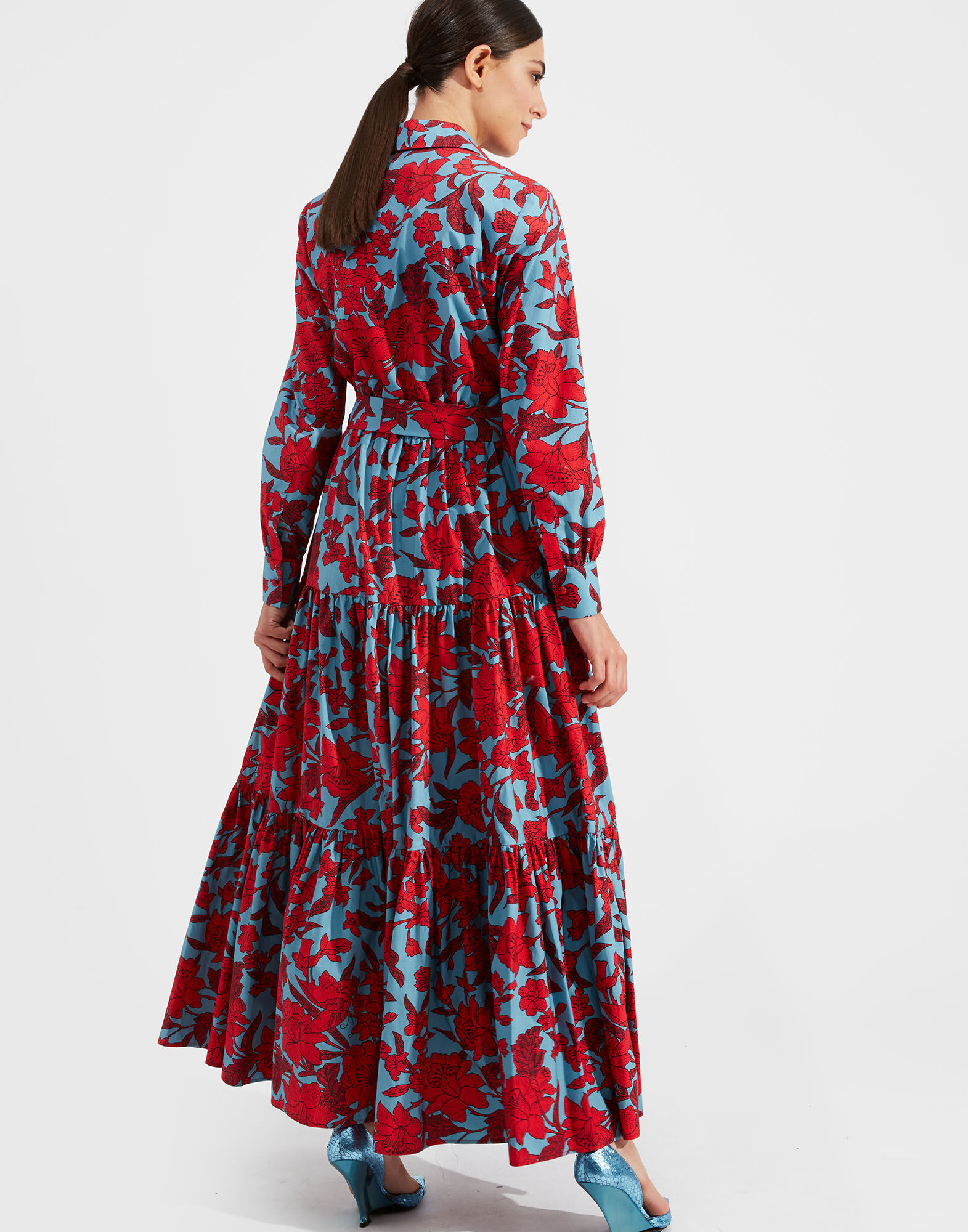 La DoubleJ Bellini Dress Lilium Turchese DRE0016COT003LIL0005