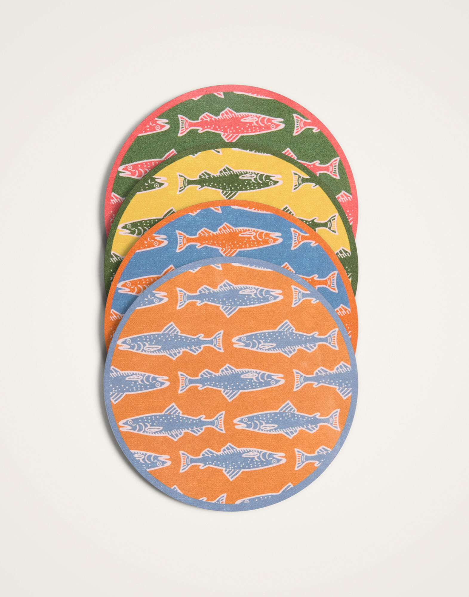 La DoubleJ Disk Coasters Set Of 4 Como Fish Multicolor CST0009CRK001CMF12MU03
