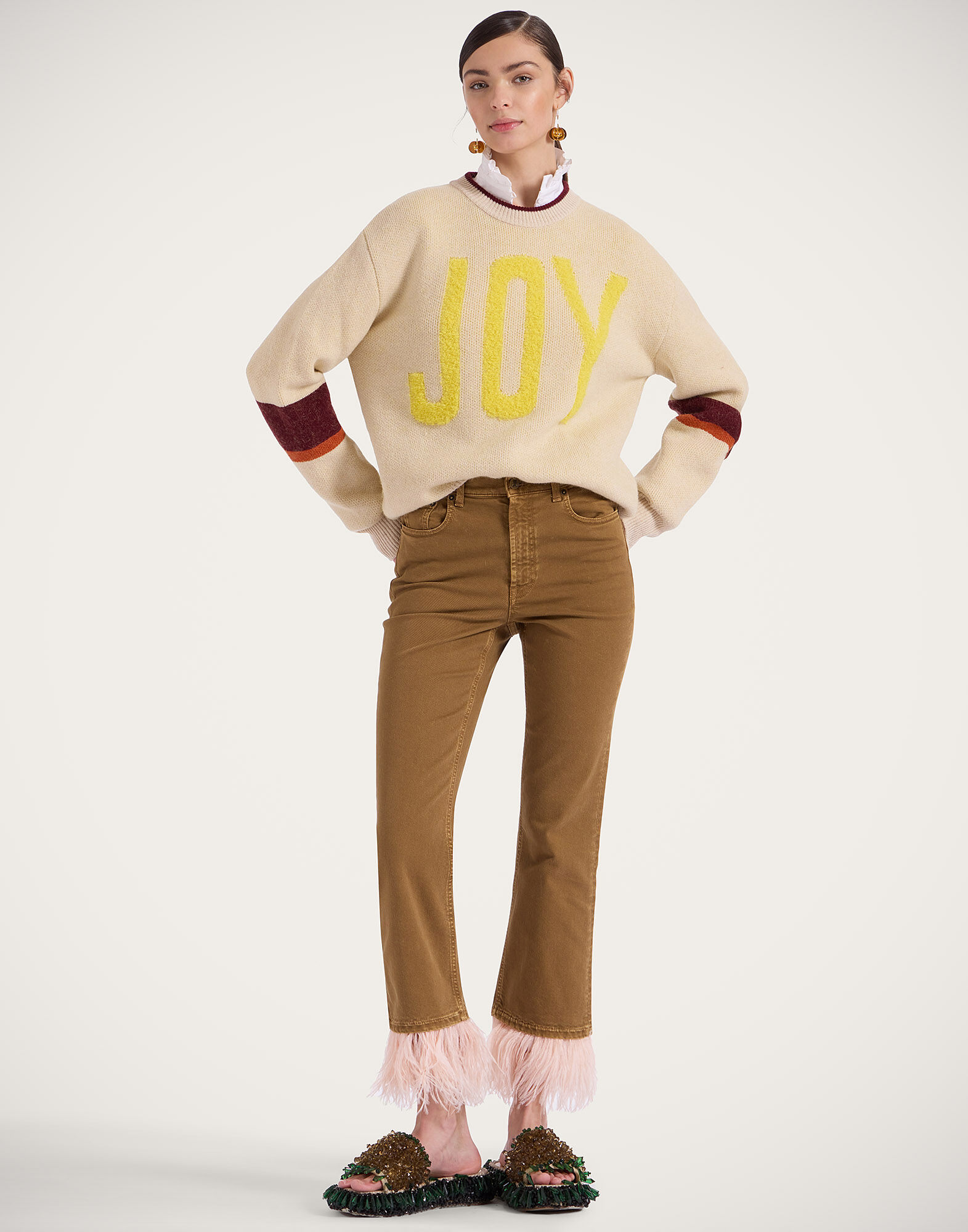 La DoubleJ Joy Sweater Color Block Beige & Yellow PUL0248KNI156VA352BR01