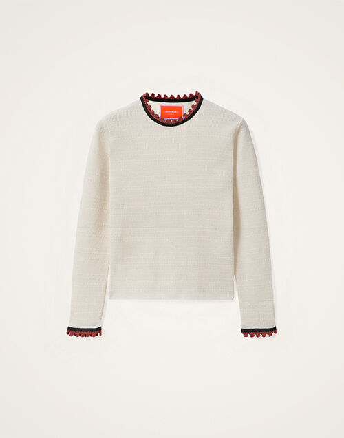 La DoubleJ Picket Crew Neck Solid Ecru PUL0308KNI171SOLIDBR05