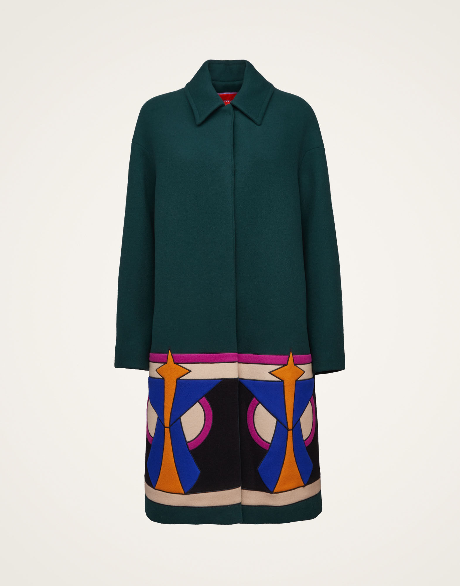 La DoubleJ Boxy Coat Intarsia Dark Green JAC0074WOL012SOLIDGR03