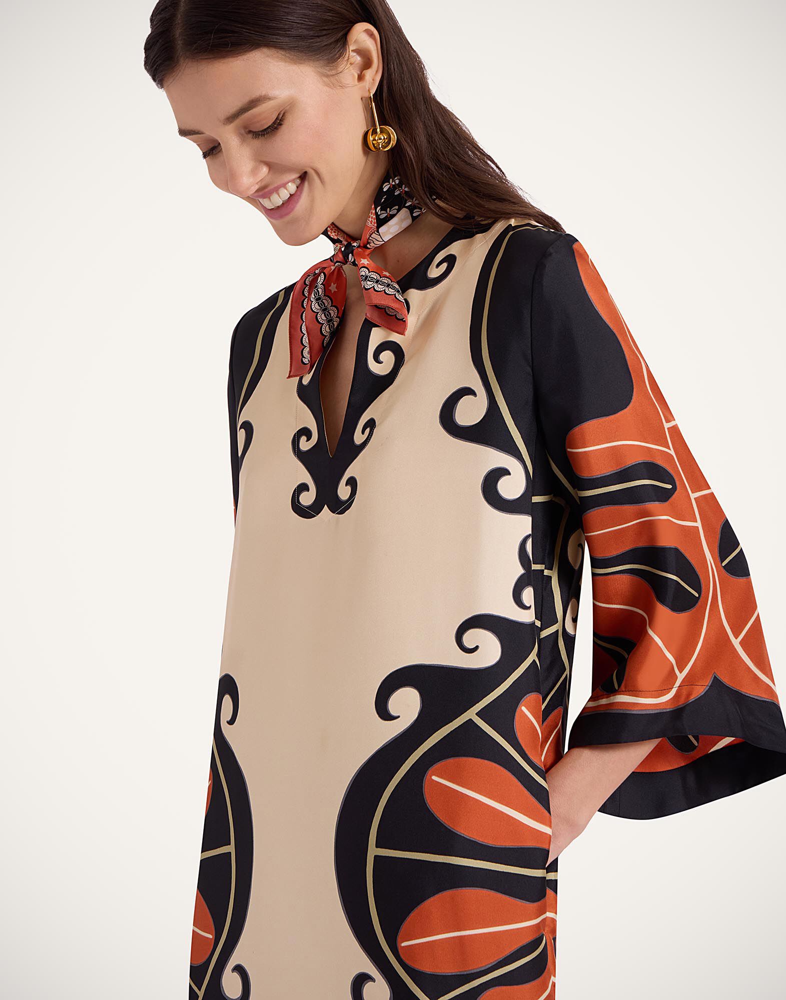 La DoubleJ The Kaftan Pacific Plac&eacute;e Dark Orange DRE0564SIL001PCF03OR03