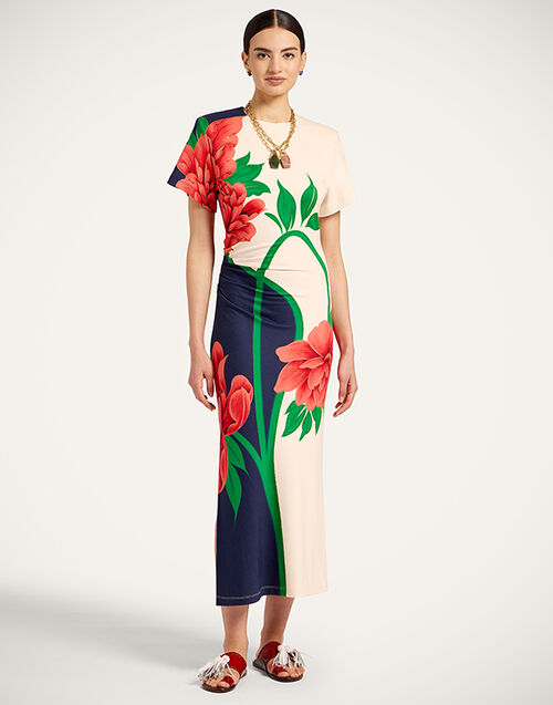 La DoubleJ Lela Dress Queen Peony Plac&eacute;e Blue DRE0922JER067QPE02BU03