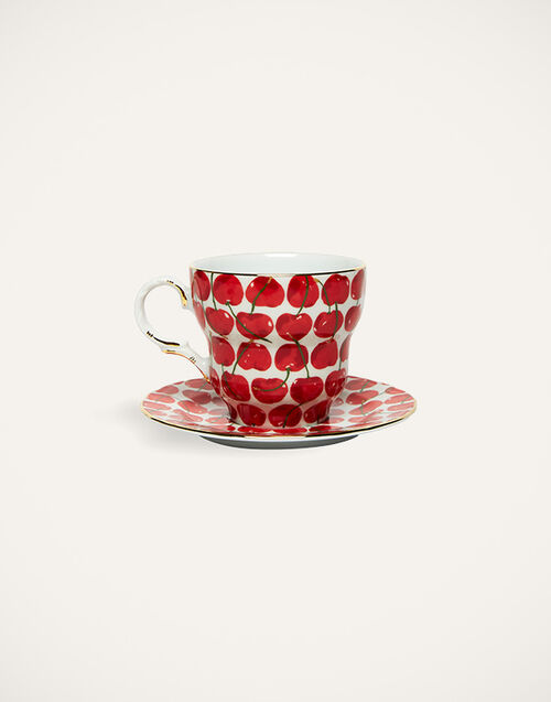 La DoubleJ Big Mama Cup And Saucer Cherries Avorio DIS0066CER001CHY0005