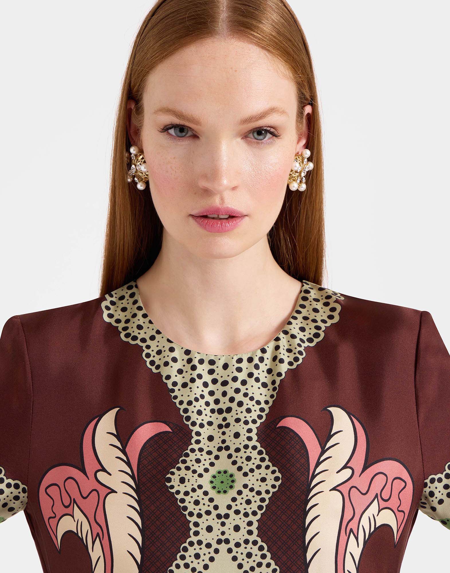 La DoubleJ Swing Dress Portal Plac&eacute;e Brown DRE0128SIL006POR02BR11