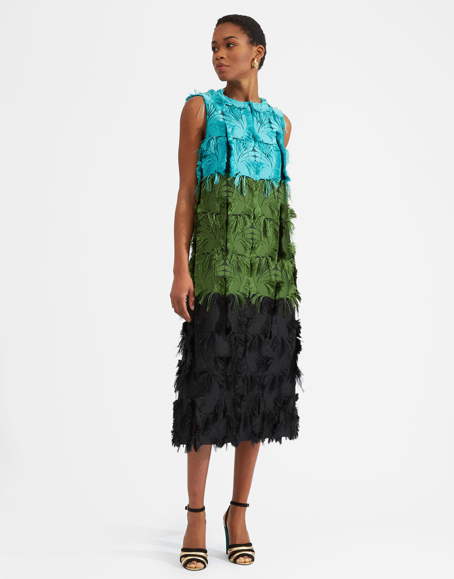 La DoubleJ Column Dress Green DRE0389JAC031MUL0059