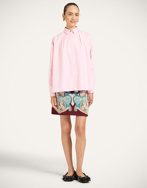 La DoubleJ In My Power Mini Skirt Alchemy Light Blue, Burgundy, and Camel SKI0169KNI223VA524BR04