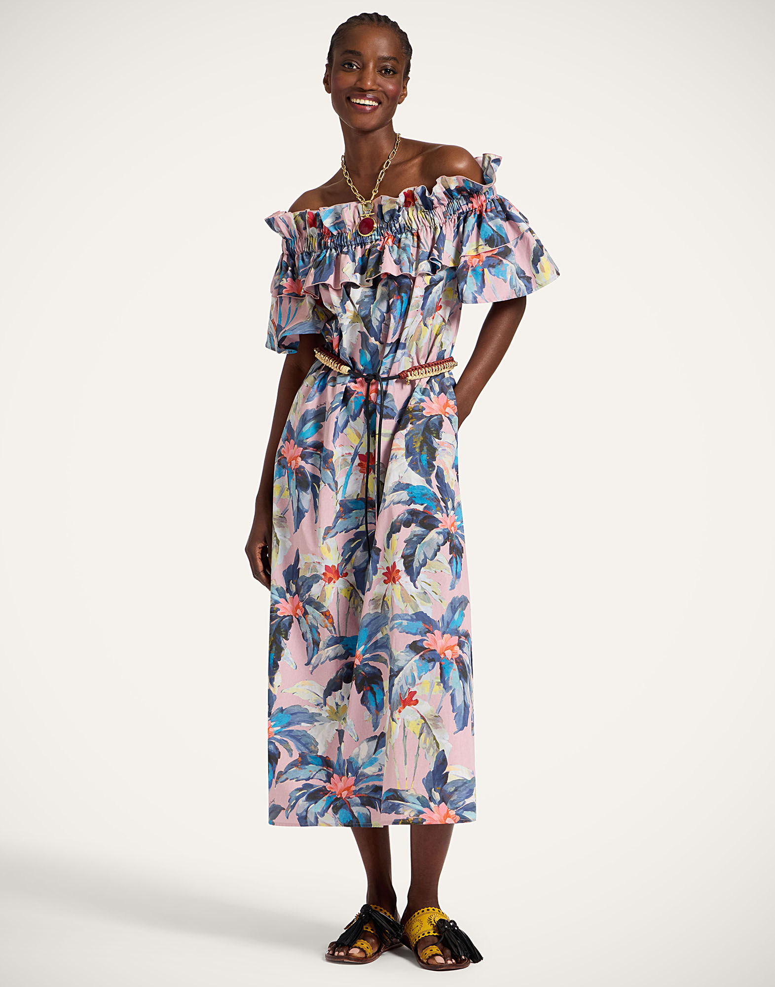 La DoubleJ Breakfast Dress Maxi Tropicana Mauve DRE0331COT039TRC01PU06