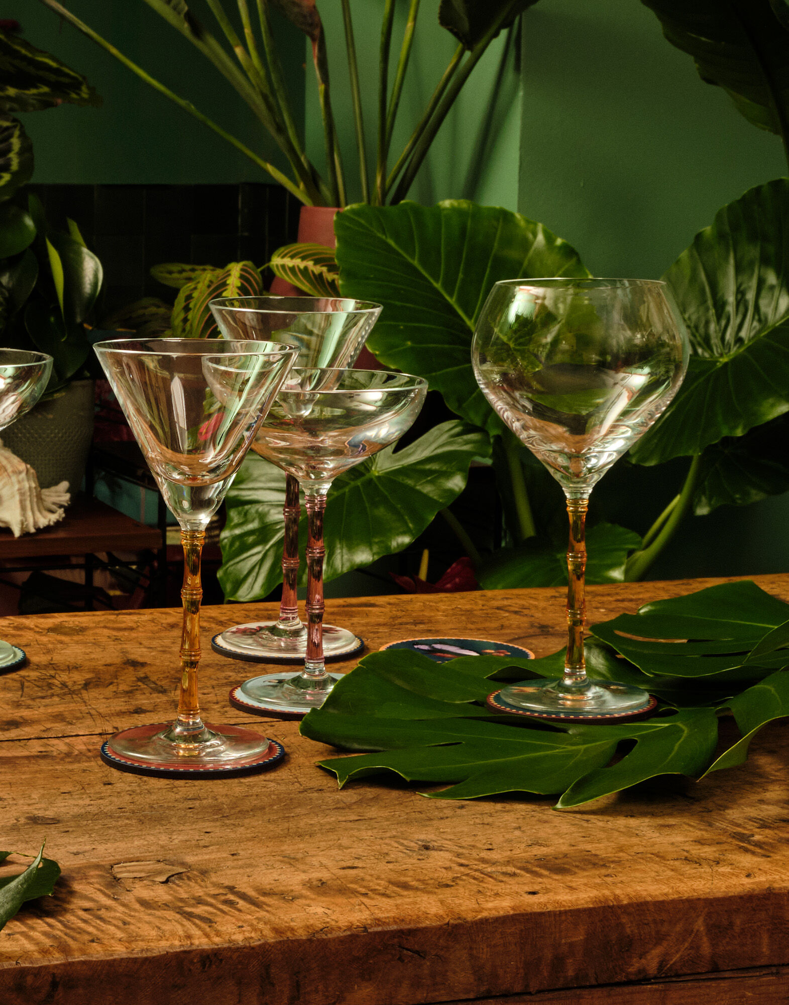 La DoubleJ Bamboo Balloon Glasses Set Of 2 Solid Amber GLA0049GLS002SOLIDYE10