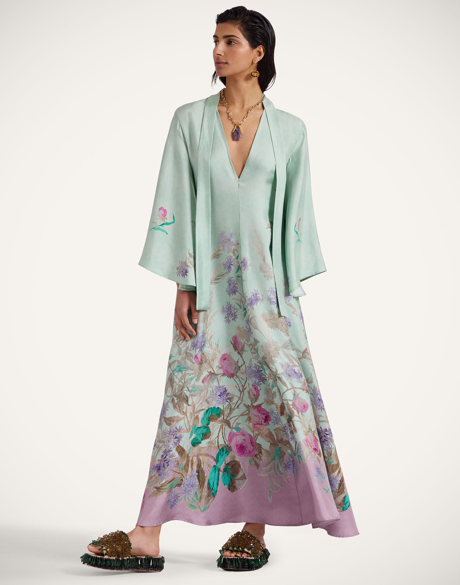 La DoubleJ Magnifico Dress Heath Plac&eacute;e Mint DRE0232SIL001HEA03GR11