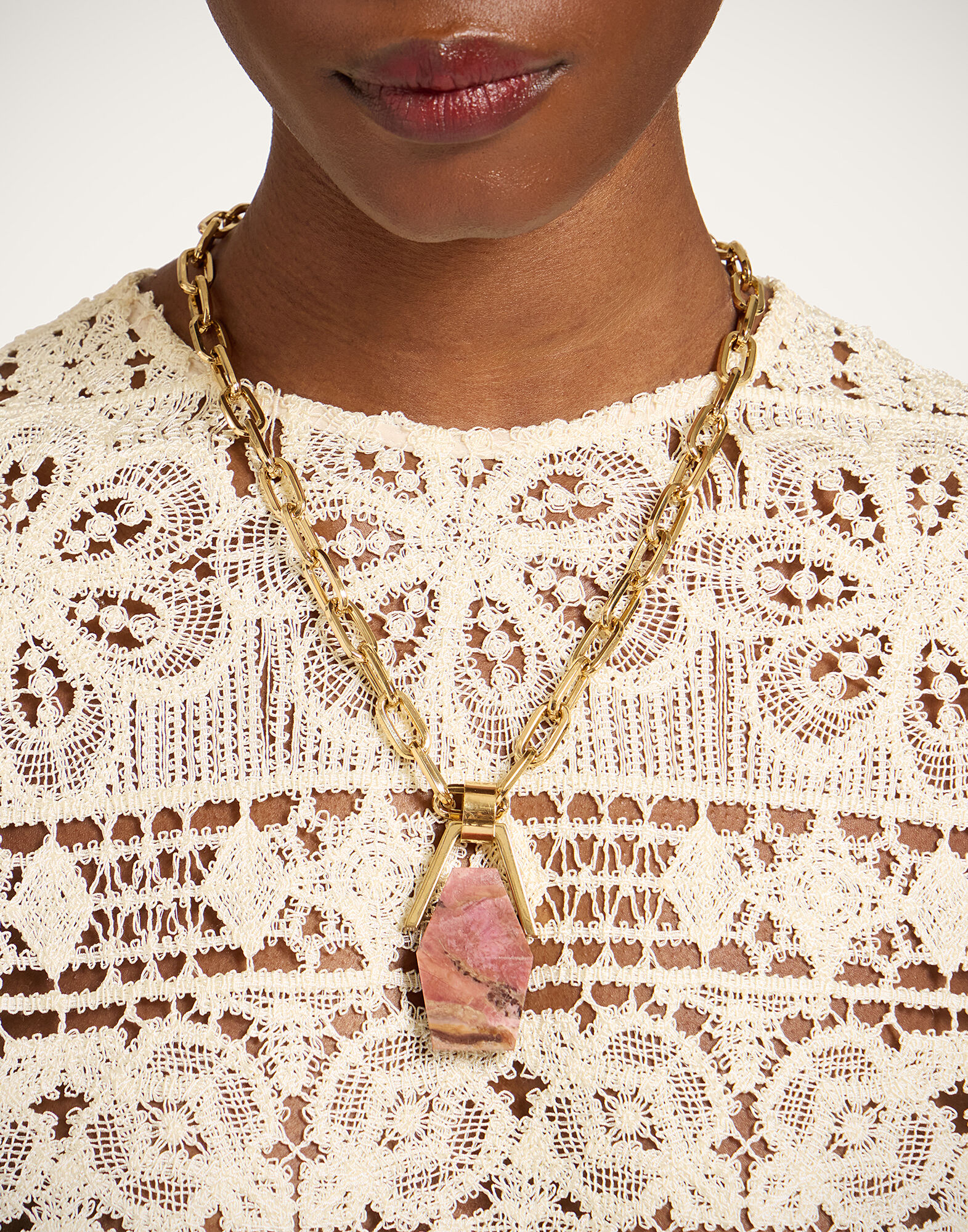 La DoubleJ Portal Necklace 24K Gold Plate & Rhodonite NEC0021BRA003RHO01YE05