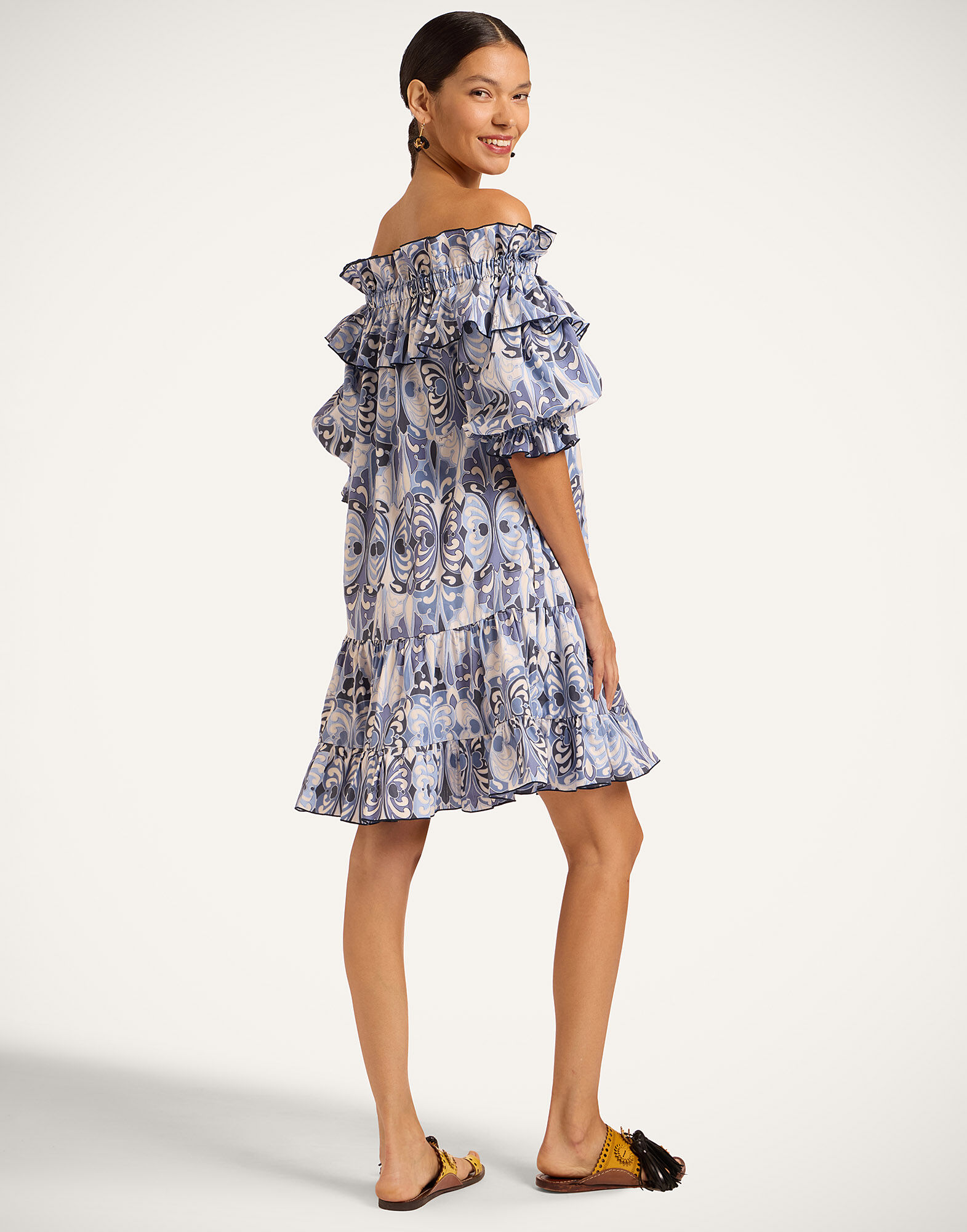 La DoubleJ Mini Breakfast Dress Cocoon Blue DRE1075COT039COC01BU03