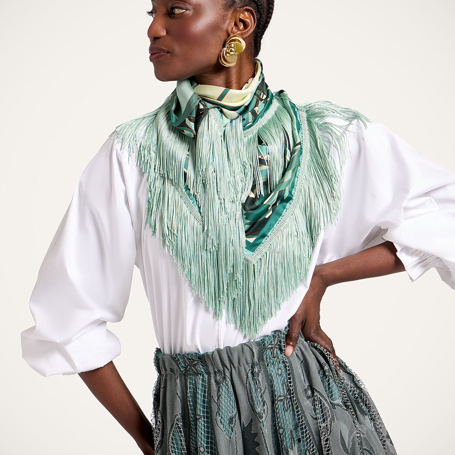 La Double J Reversible Fringe Foulard 90