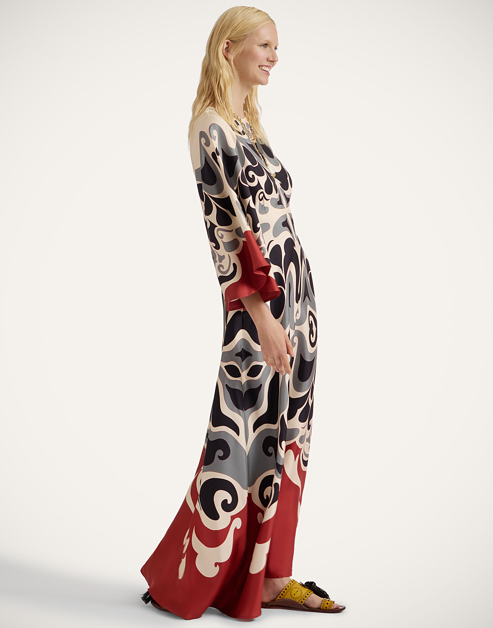 La DoubleJ Long Sorella Dress Phoenix Plac&eacute;e Ivory DRE0923SIL006PHO01WH04