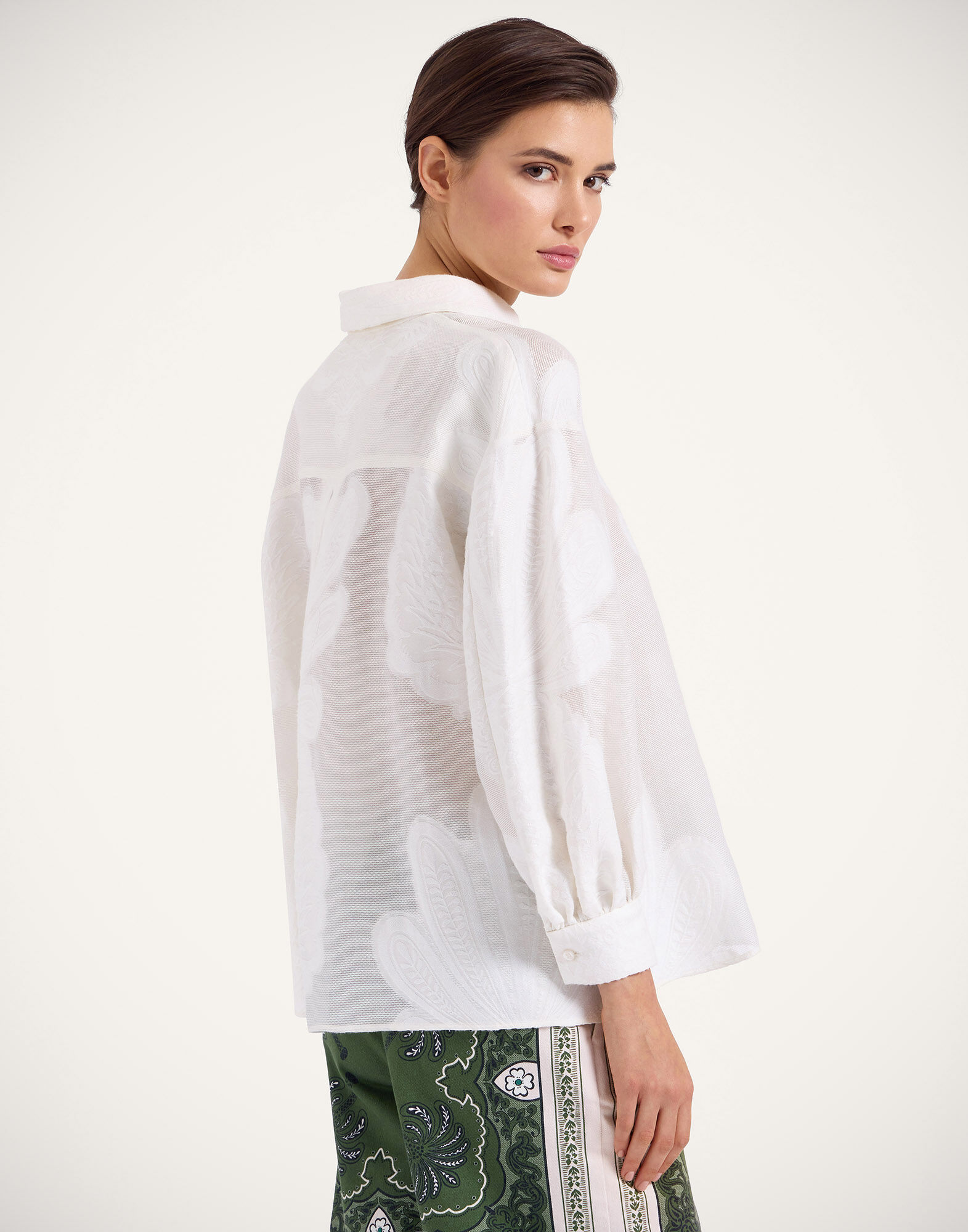 La DoubleJ Poet Shirt Pineapple Lace White SHI0055JCQ046PNP21WH01