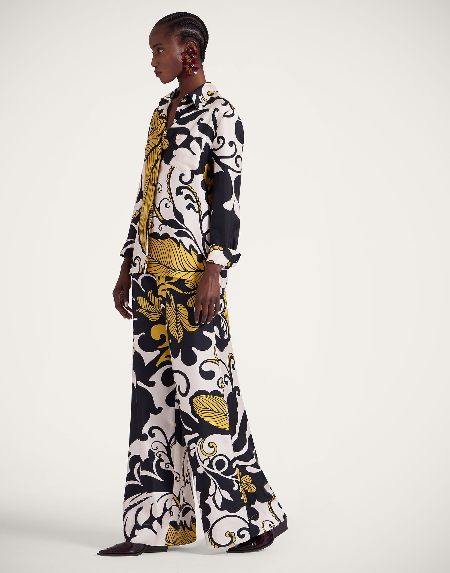 La DoubleJ Palazzo Pants Marea Black & White TRO0003SIL001MRE01BL03