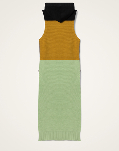 La Doublej Dresses Women - Hoody Dress Color Block Black, Yellow & Green S 100% Wool La Doublej Dresses Women - Hoody Dress Color Block Black, Yellow & Green S 100% Wool