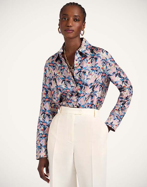 La DoubleJ Boy Shirt Mini Tropicana Mauve SHI0001SIL001TRC02PU06