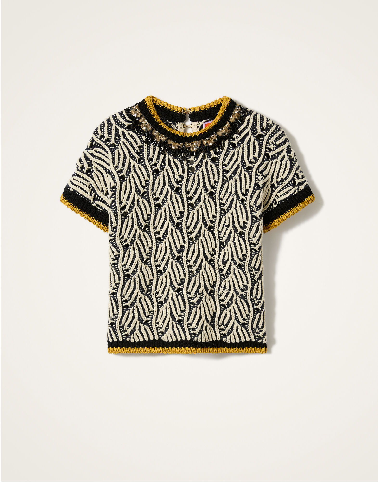 La DoubleJ Picture Top Bicolor Navy & Ecru PUL0366KNI198VA470BU06