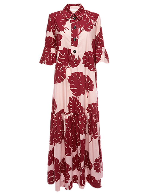 LaDoubleJ Artemis Dress Monstera Rosa DRE0176COT001MON0002
