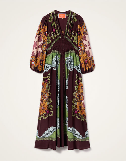 La DoubleJ Long Camerino Dress Bounty Placée Burgundy DRE0720CRE002BOU01RE07