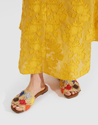 Raffia Sandals,Multi Color Raffia Sandals For Women's