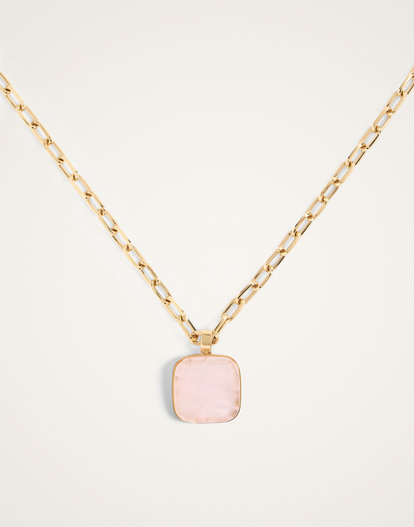 La DoubleJ Soul Pendant Necklace 24k Gold Plate & Pink Quartz NEC0017BRA003STO02YE05