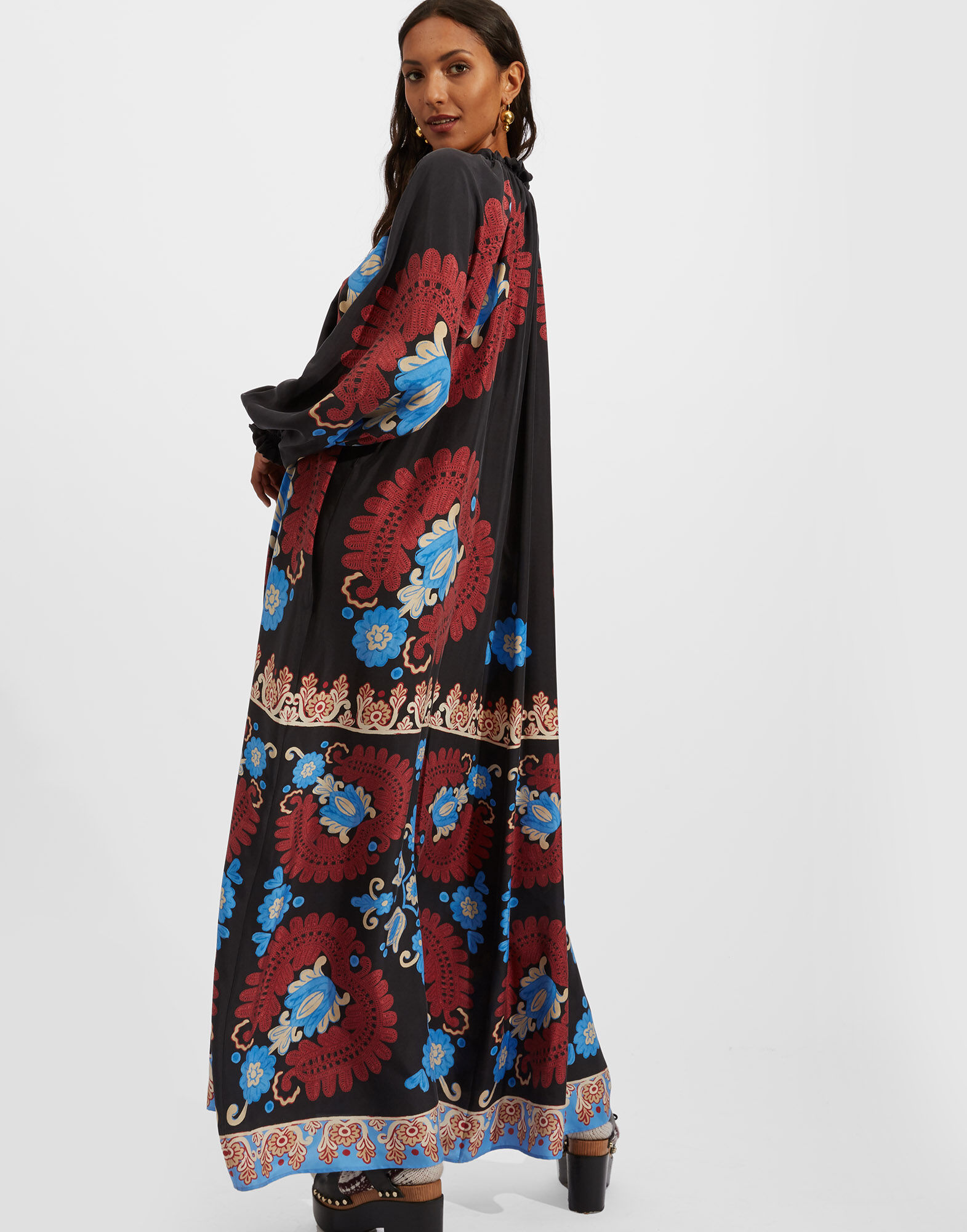 La DoubleJ Cerere Dress Folky Hearts Black Plac&eacute;e DRE0399SIL009FLH0005