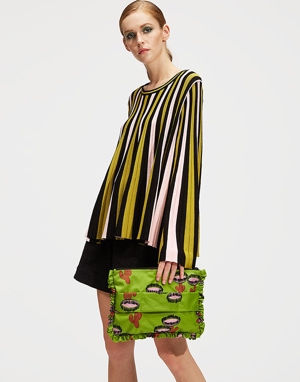 LaDoubleJ Hand Pochette Chirpy Cactus Verde BAG0002NYL001CHI0002