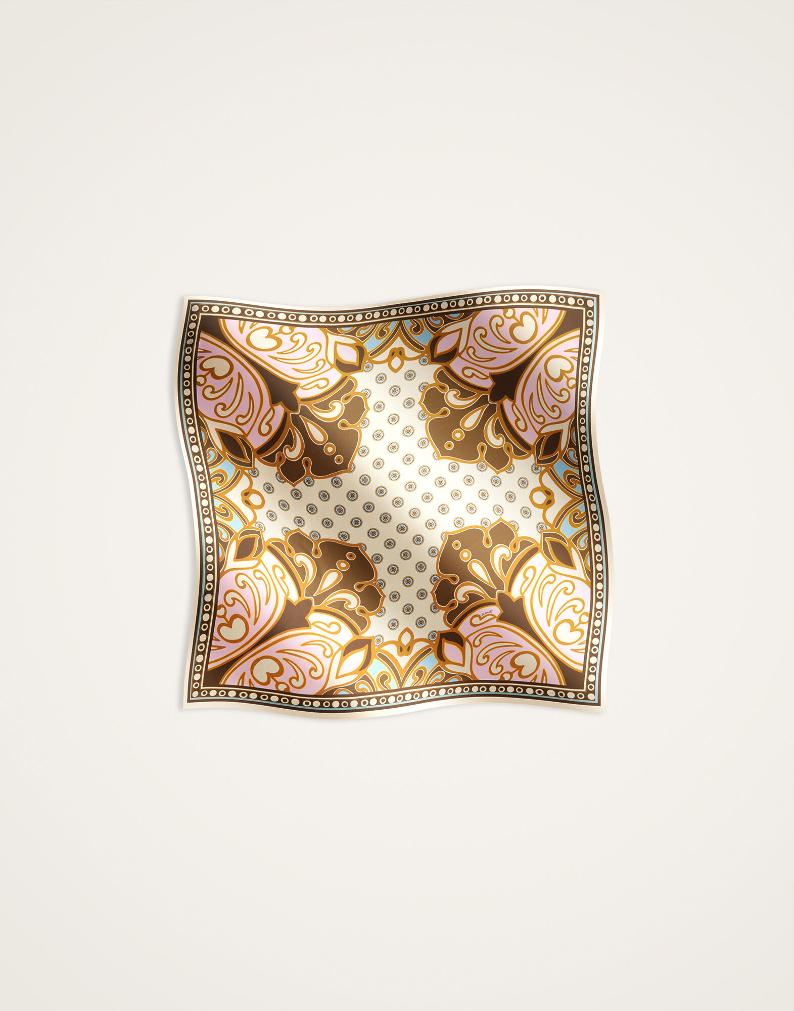 La DoubleJ Foulard 90 Cocoon Plac&eacute;e Brown SCA0067SIL006COC02BR02