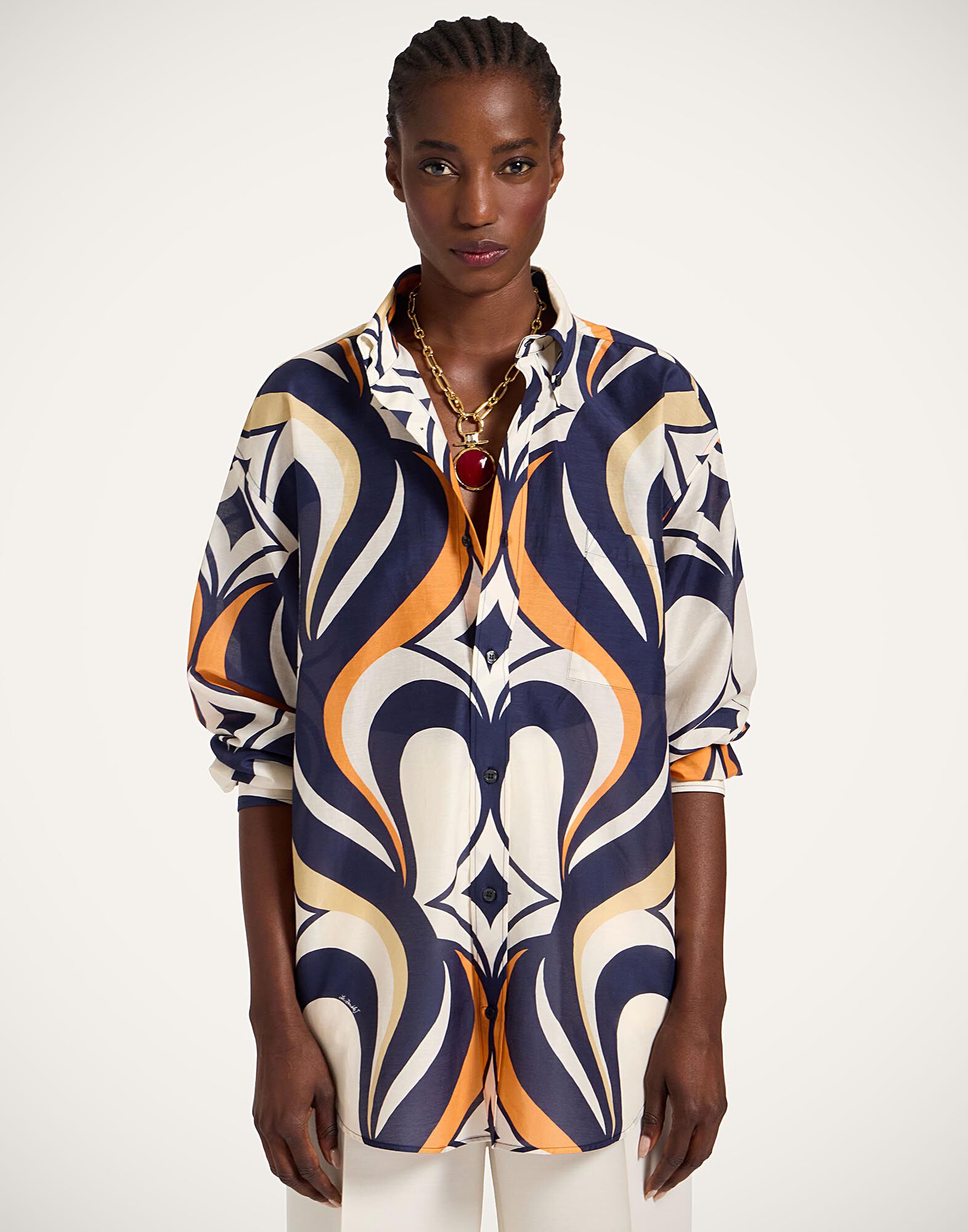 La DoubleJ Better Than Your Boyfriend's Shirt Jive Macro White SHI0133SIL010JIV04WH01