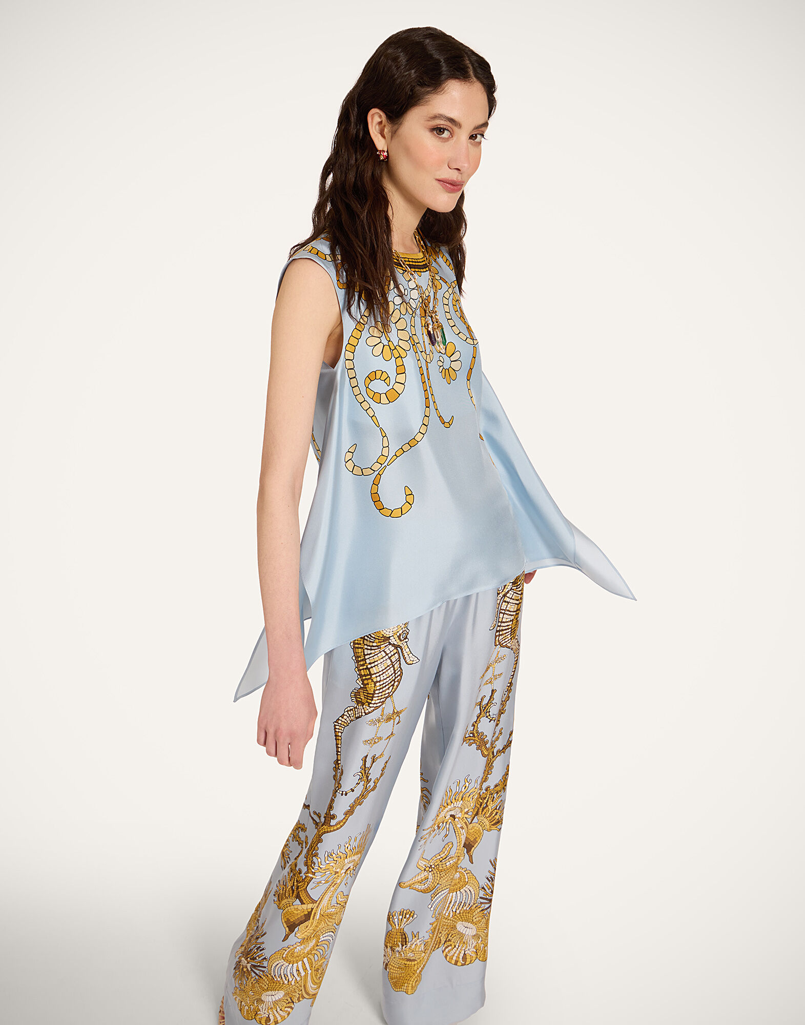 La DoubleJ San Carlo Top Oceania Plac&eacute;e Light Blue TOP0157SIL006OCE01BU01