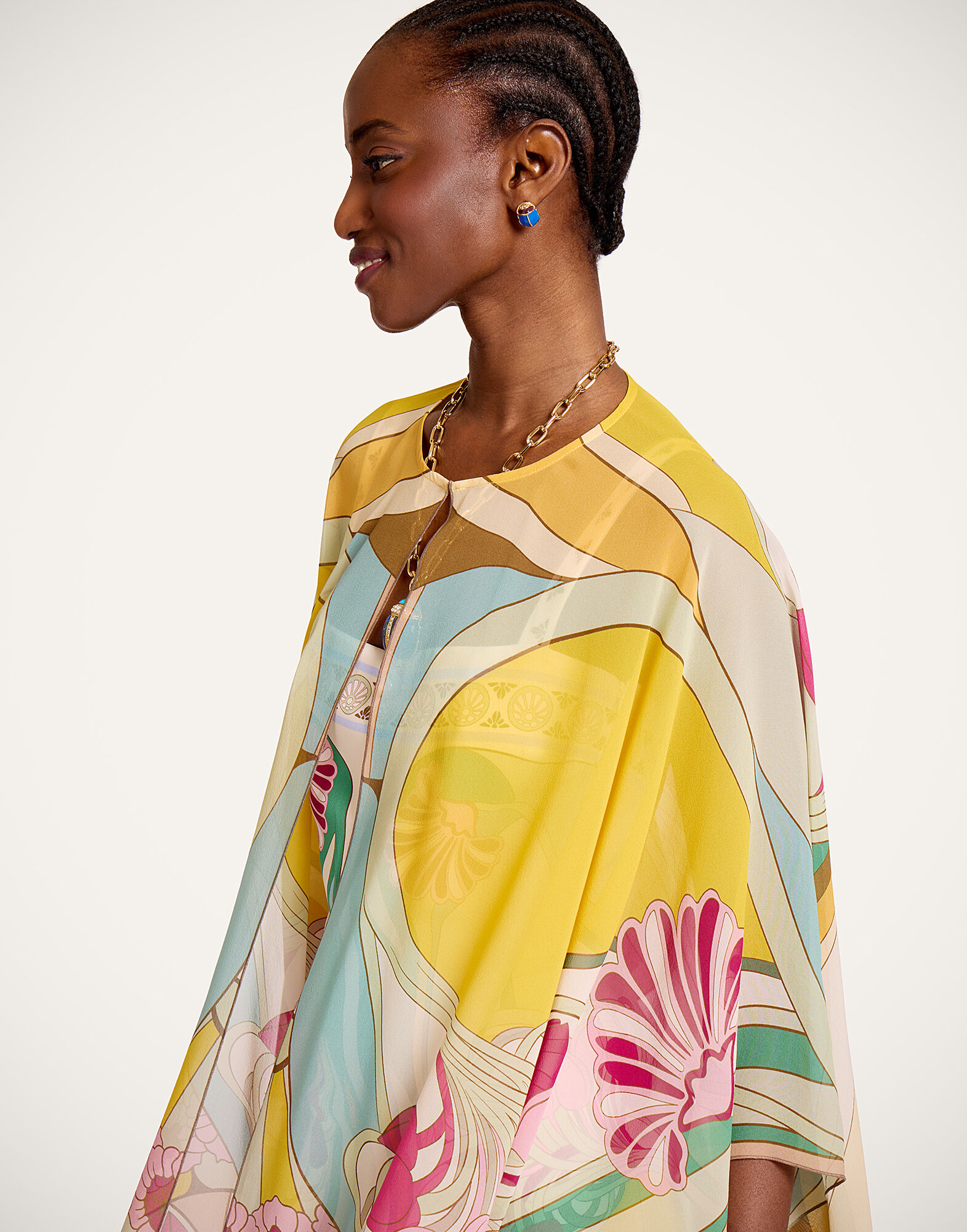 La DoubleJ Maria Cape Tulip Plac&eacute;e Green SCA0092SIL014TUL07GR02