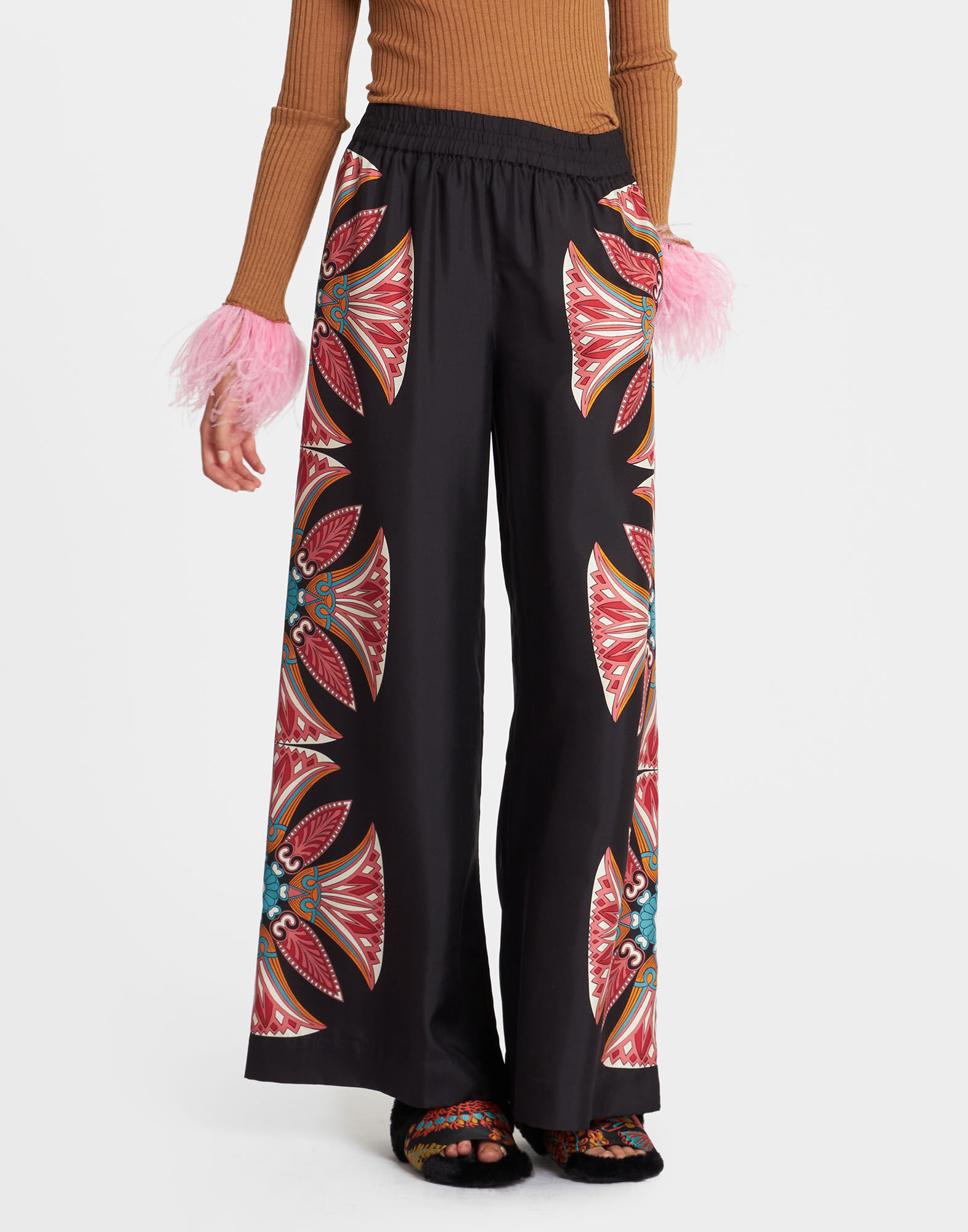 La DoubleJ Palazzo Pants Lotus Plac&eacute;e Pink TRO0026SIL006LOT01PI01