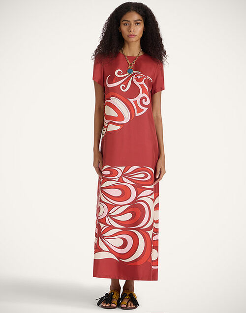 La DoubleJ Swing Dress Phoenix Placée Burgundy DRE0128SIL006PHO01RE02