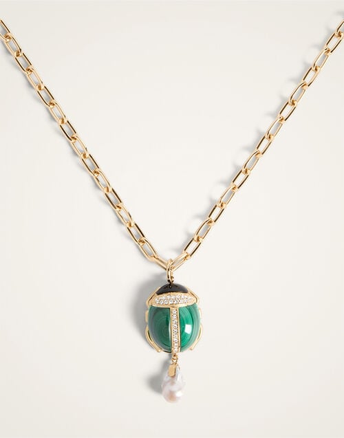La DoubleJ Talismania Necklace 24K Gold Plate And Malachite NEC0054BRA003MAL02YE05
