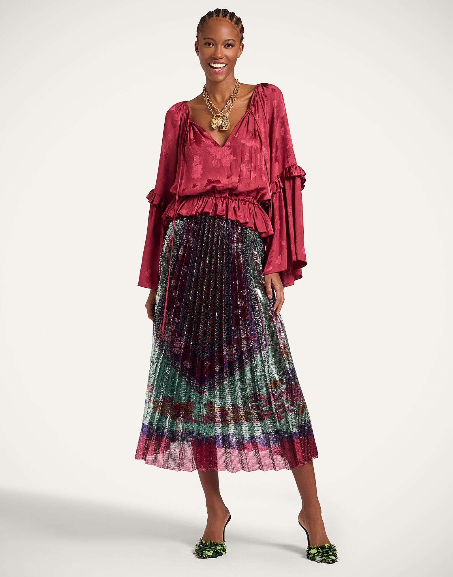 La DoubleJ Boho Blouse Solid Brick Red TOP0149JCQ133SOLIDRE06